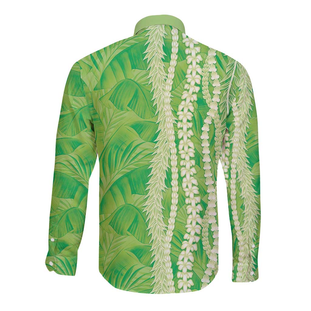 Hawaii Prince Kuhio Long Sleeve Button Shirt Lime Green Hawaiian Lau Maia With Leis LT05 - Polynesian Pride