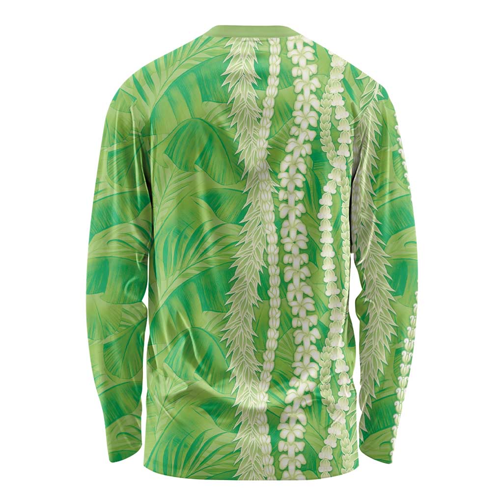 Hawaii Prince Kuhio Long Sleeve Shirt Lime Green Hawaiian Lau Maia With Leis LT05 - Polynesian Pride