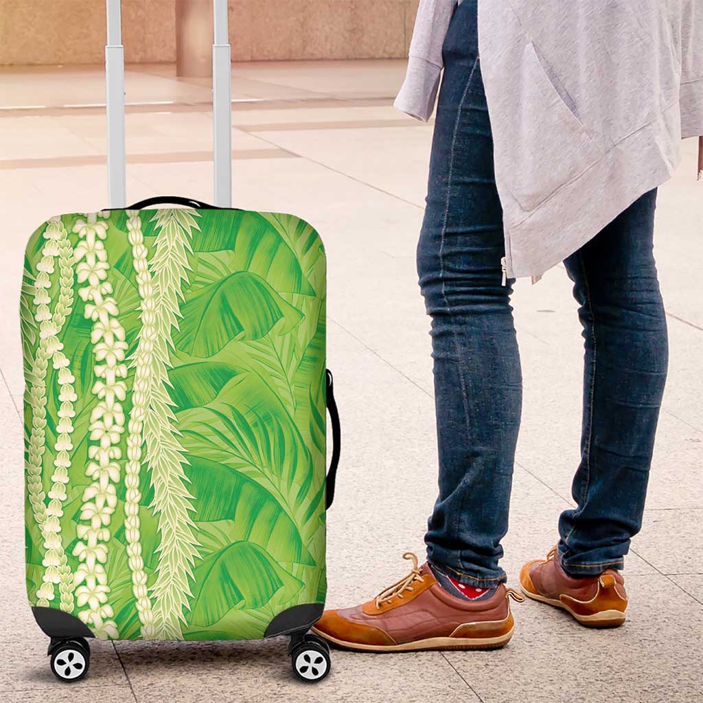 Hawaii Prince Kuhio Luggage Cover Lime Green Hawaiian Lau Maia With Leis LT05 Green - Polynesian Pride