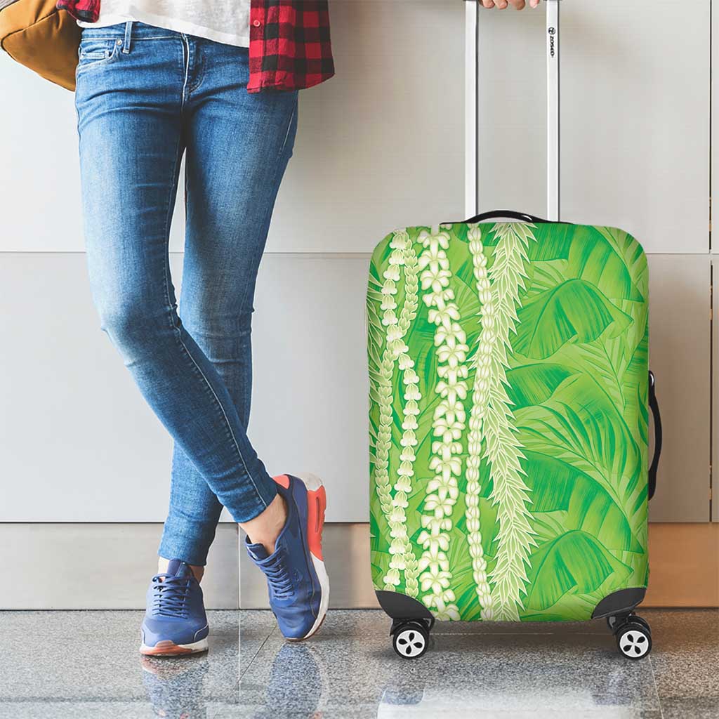 Hawaii Prince Kuhio Luggage Cover Lime Green Hawaiian Lau Maia With Leis LT05 - Polynesian Pride