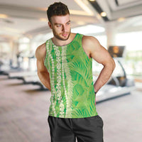 Hawaii Prince Kuhio Men Tank Top Lime Green Hawaiian Lau Maia With Leis LT05 Green - Polynesian Pride