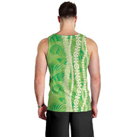 Hawaii Prince Kuhio Men Tank Top Lime Green Hawaiian Lau Maia With Leis LT05 - Polynesian Pride