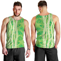 Hawaii Prince Kuhio Men Tank Top Lime Green Hawaiian Lau Maia With Leis LT05 - Polynesian Pride