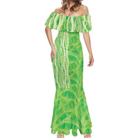 Hawaii Prince Kuhio Mermaid Dress Lime Green Hawaiian Lau Maia With Leis