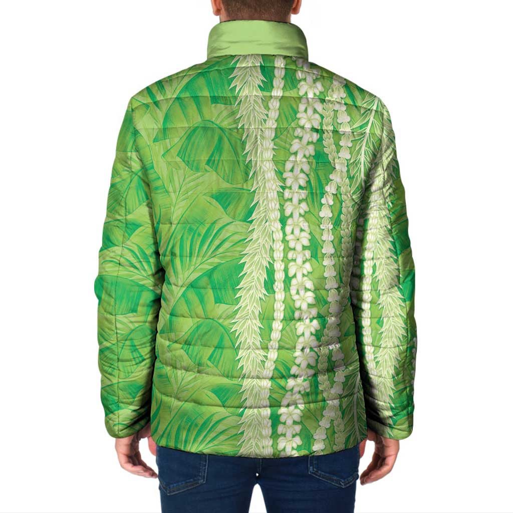 Hawaii Prince Kuhio Padded Jacket Lime Green Hawaiian Lau Maia With Leis LT05 - Polynesian Pride