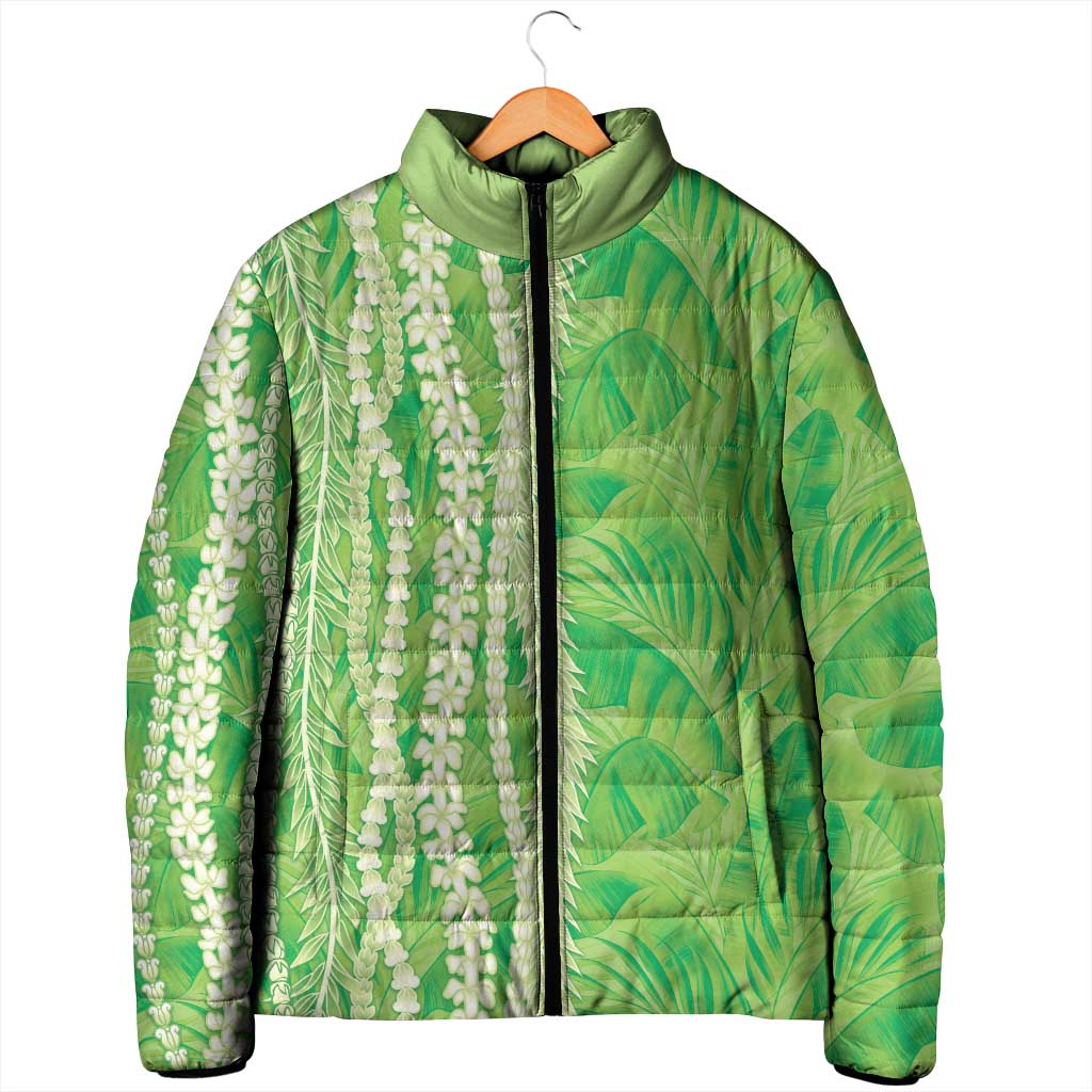 Hawaii Prince Kuhio Padded Jacket Lime Green Hawaiian Lau Maia With Leis LT05 - Polynesian Pride