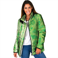 Hawaii Prince Kuhio Padded Jacket Lime Green Hawaiian Lau Maia With Leis LT05 Women Green - Polynesian Pride
