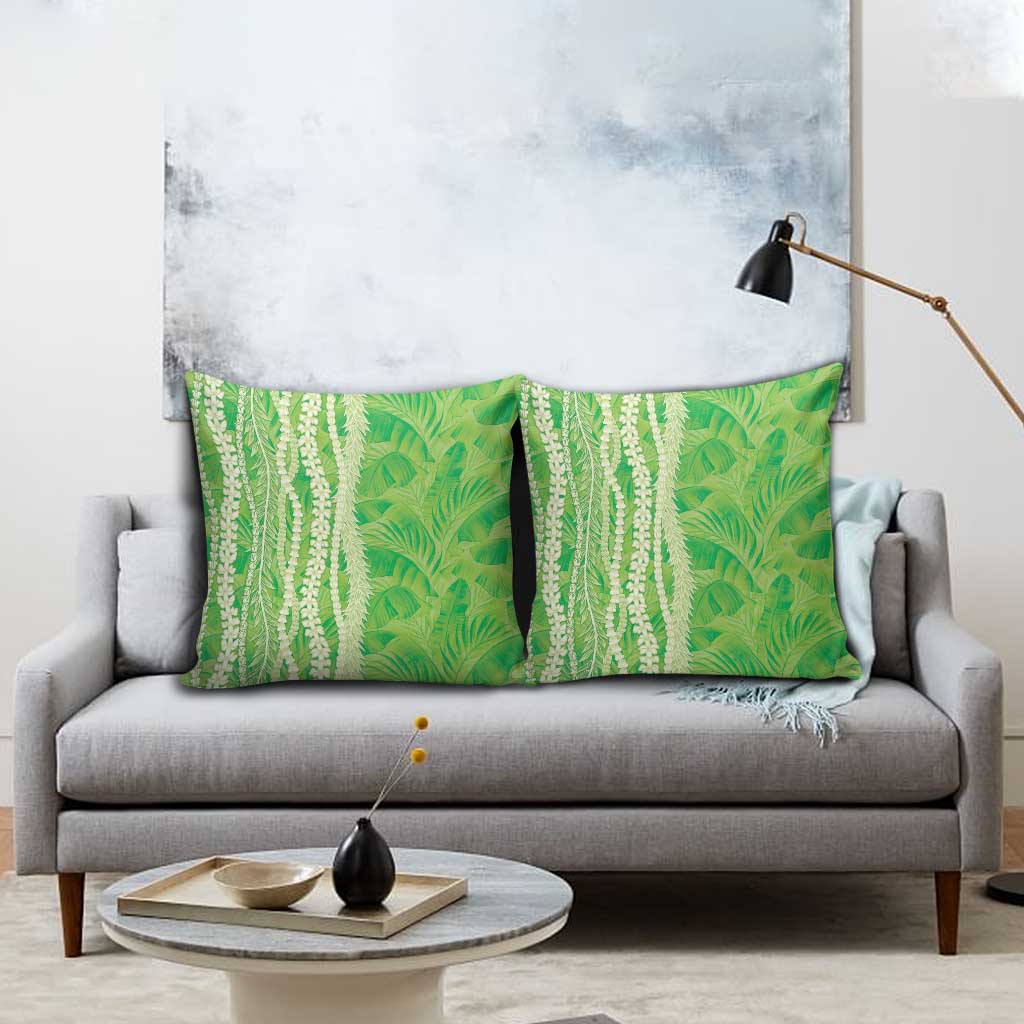 Hawaii Prince Kuhio Pillow Cover Lime Green Hawaiian Lau Maia With Leis LT05 - Polynesian Pride