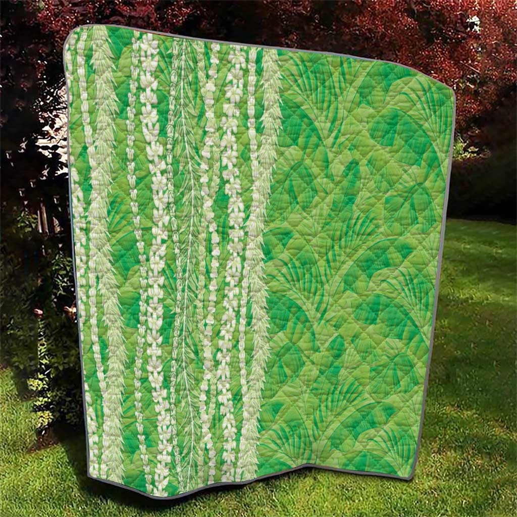 Hawaii Prince Kuhio Quilt Lime Green Hawaiian Lau Maia With Leis LT05 - Polynesian Pride
