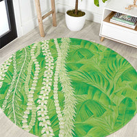 Hawaii Prince Kuhio Round Carpet Lime Green Hawaiian Lau Maia With Leis LT05 Green - Polynesian Pride