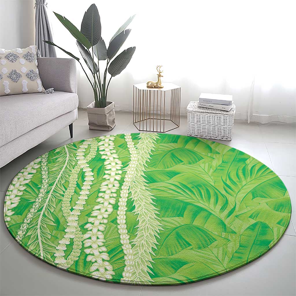 Hawaii Prince Kuhio Round Carpet Lime Green Hawaiian Lau Maia With Leis LT05 - Polynesian Pride