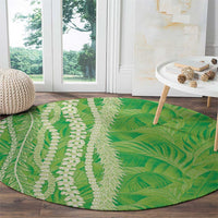 Hawaii Prince Kuhio Round Carpet Lime Green Hawaiian Lau Maia With Leis LT05 - Polynesian Pride