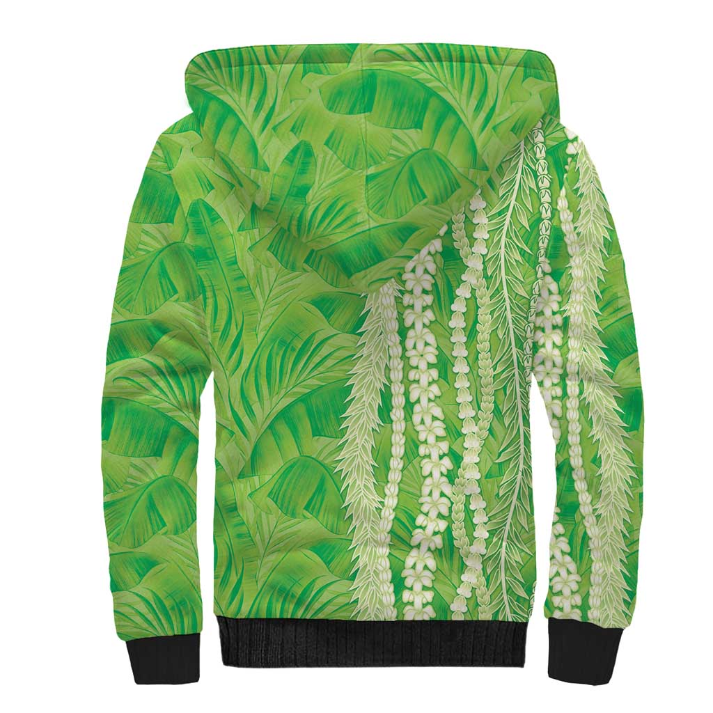 Hawaii Prince Kuhio Sherpa Hoodie Lime Green Hawaiian Lau Maia With Leis