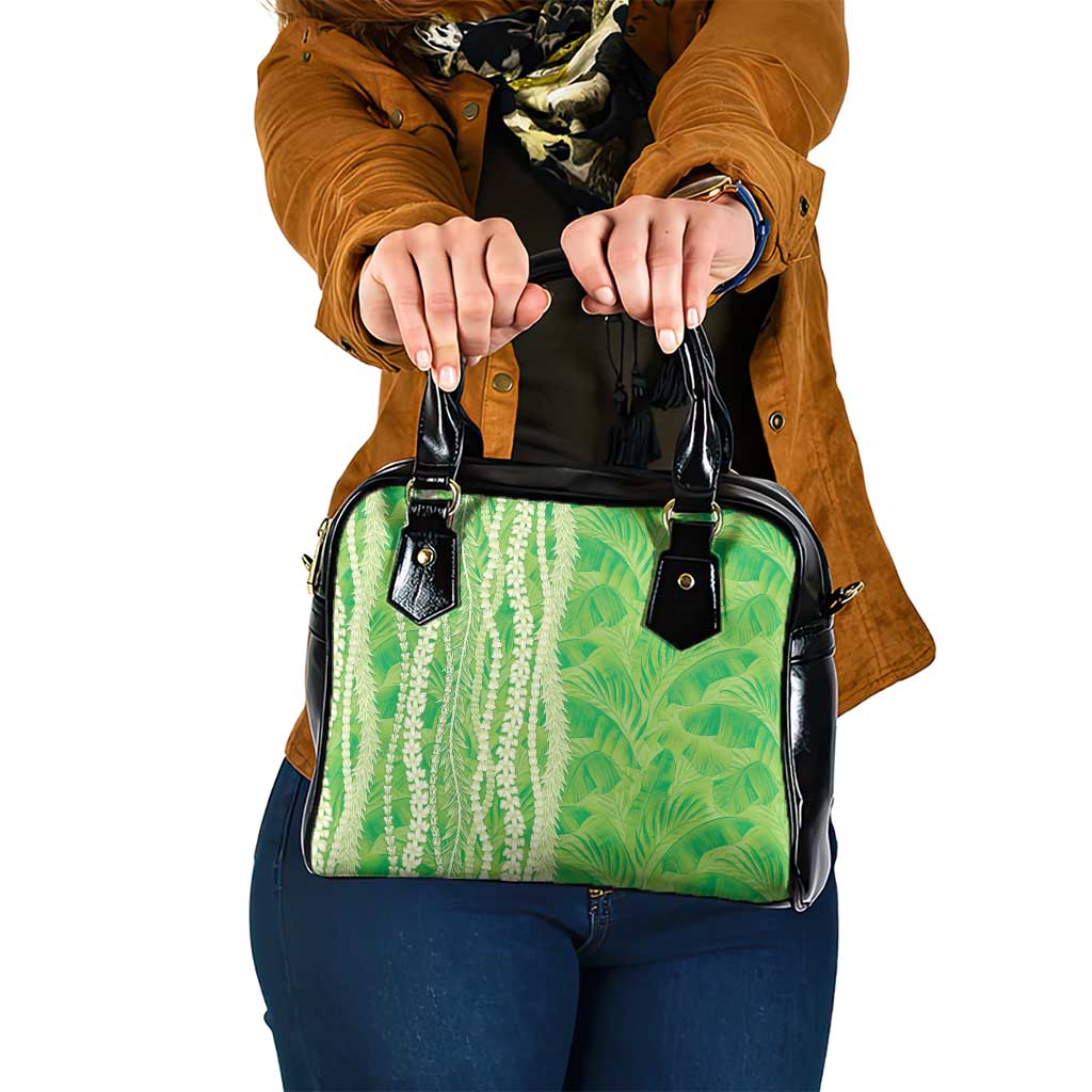 Hawaii Prince Kuhio Shoulder Handbag Lime Green Hawaiian Lau Maia With Leis