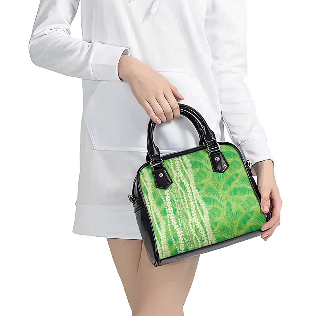 Hawaii Prince Kuhio Shoulder Handbag Lime Green Hawaiian Lau Maia With Leis