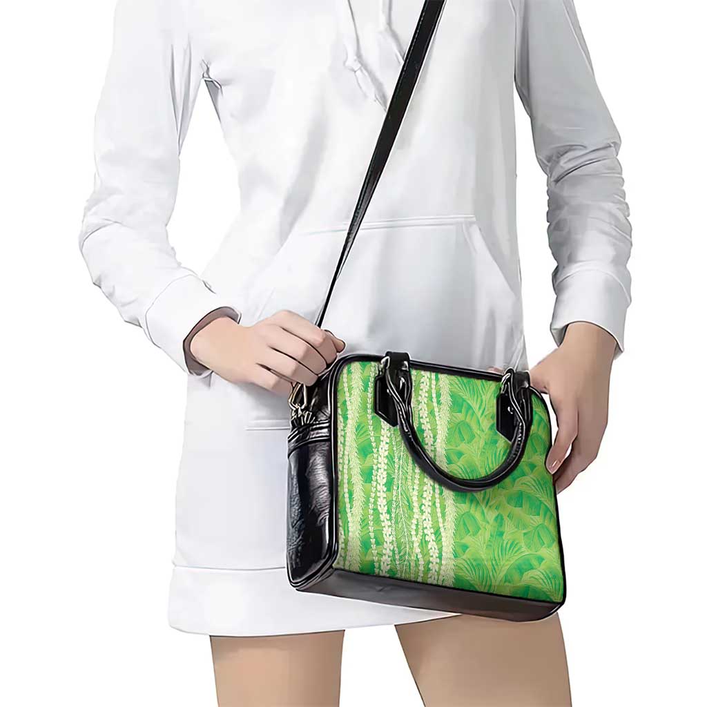 Hawaii Prince Kuhio Shoulder Handbag Lime Green Hawaiian Lau Maia With Leis