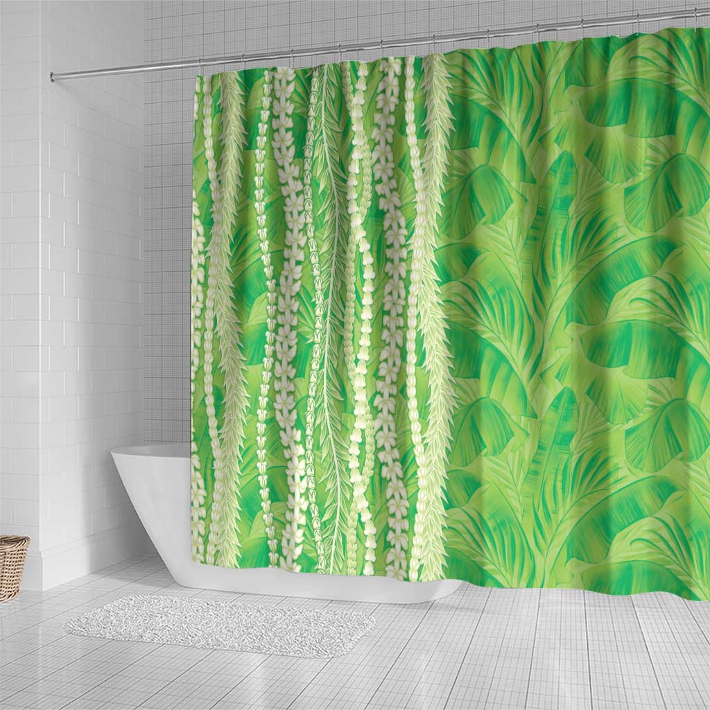 Hawaii Prince Kuhio Shower Curtain Lime Green Hawaiian Lau Maia With Leis