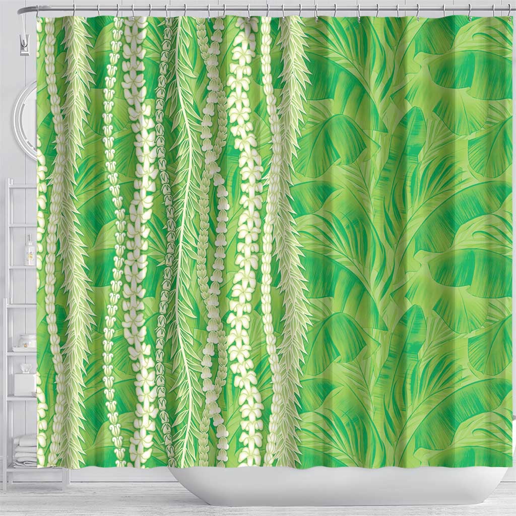 Hawaii Prince Kuhio Shower Curtain Lime Green Hawaiian Lau Maia With Leis