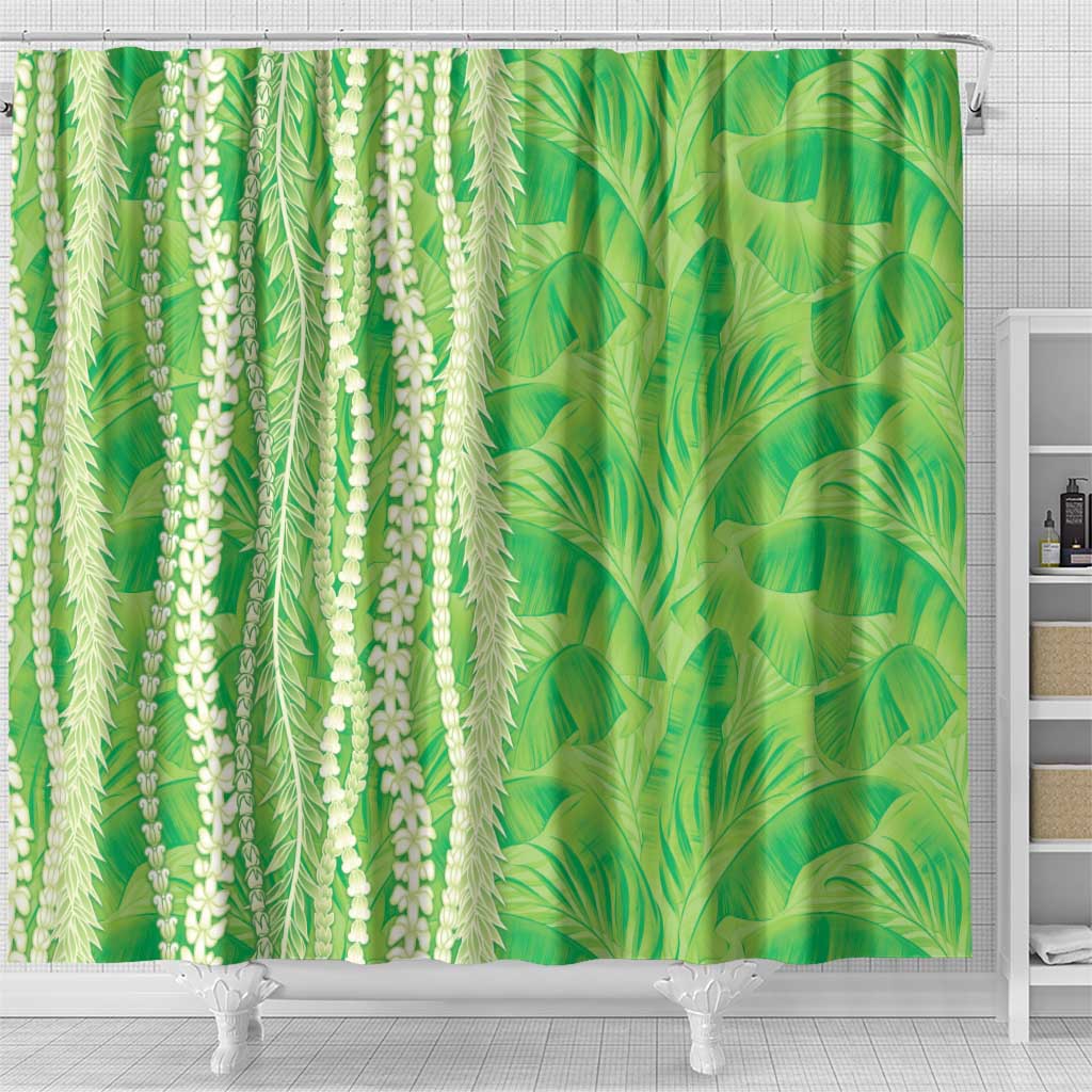 Hawaii Prince Kuhio Shower Curtain Lime Green Hawaiian Lau Maia With Leis