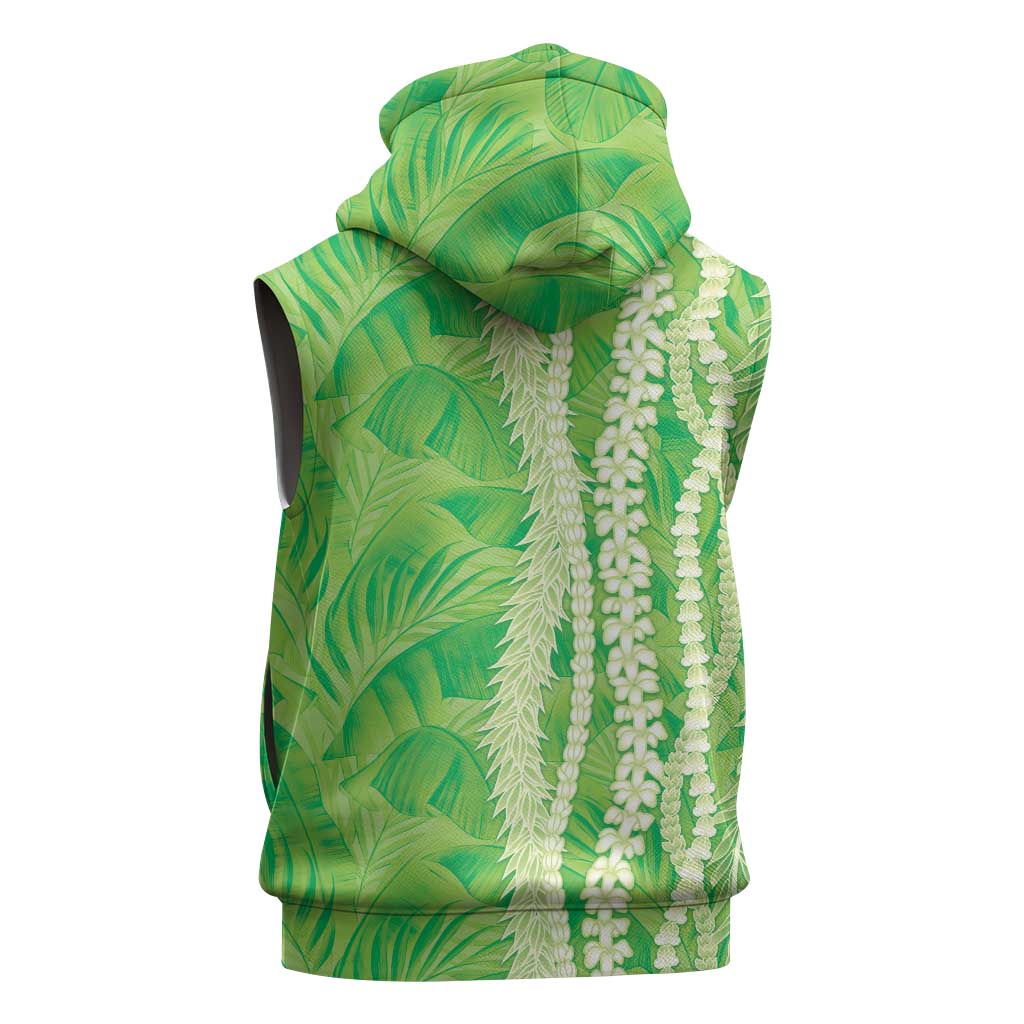 Hawaii Prince Kuhio Sleeveless Hoodie Lime Green Hawaiian Lau Maia With Leis LT05 - Polynesian Pride