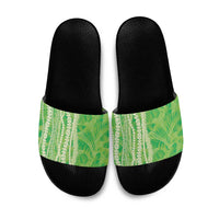 Hawaii Prince Kuhio Slide Sandals Lime Green Hawaiian Lau Maia With Leis LT05 Green - Polynesian Pride