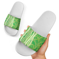 Hawaii Prince Kuhio Slide Sandals Lime Green Hawaiian Lau Maia With Leis LT05 - Polynesian Pride