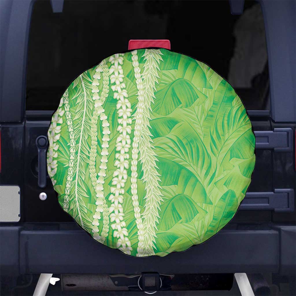 Hawaii Prince Kuhio Spare Tire Cover Lime Green Hawaiian Lau Maia With Leis LT05 No hole Green - Polynesian Pride