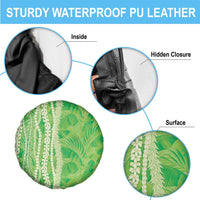 Hawaii Prince Kuhio Spare Tire Cover Lime Green Hawaiian Lau Maia With Leis LT05 - Polynesian Pride