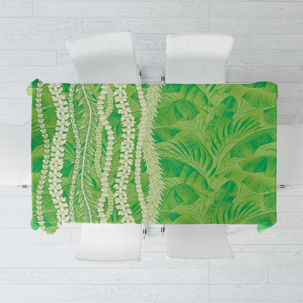 Hawaii Prince Kuhio Tablecloth Lime Green Hawaiian Lau Maia With Leis LT05 Green - Polynesian Pride