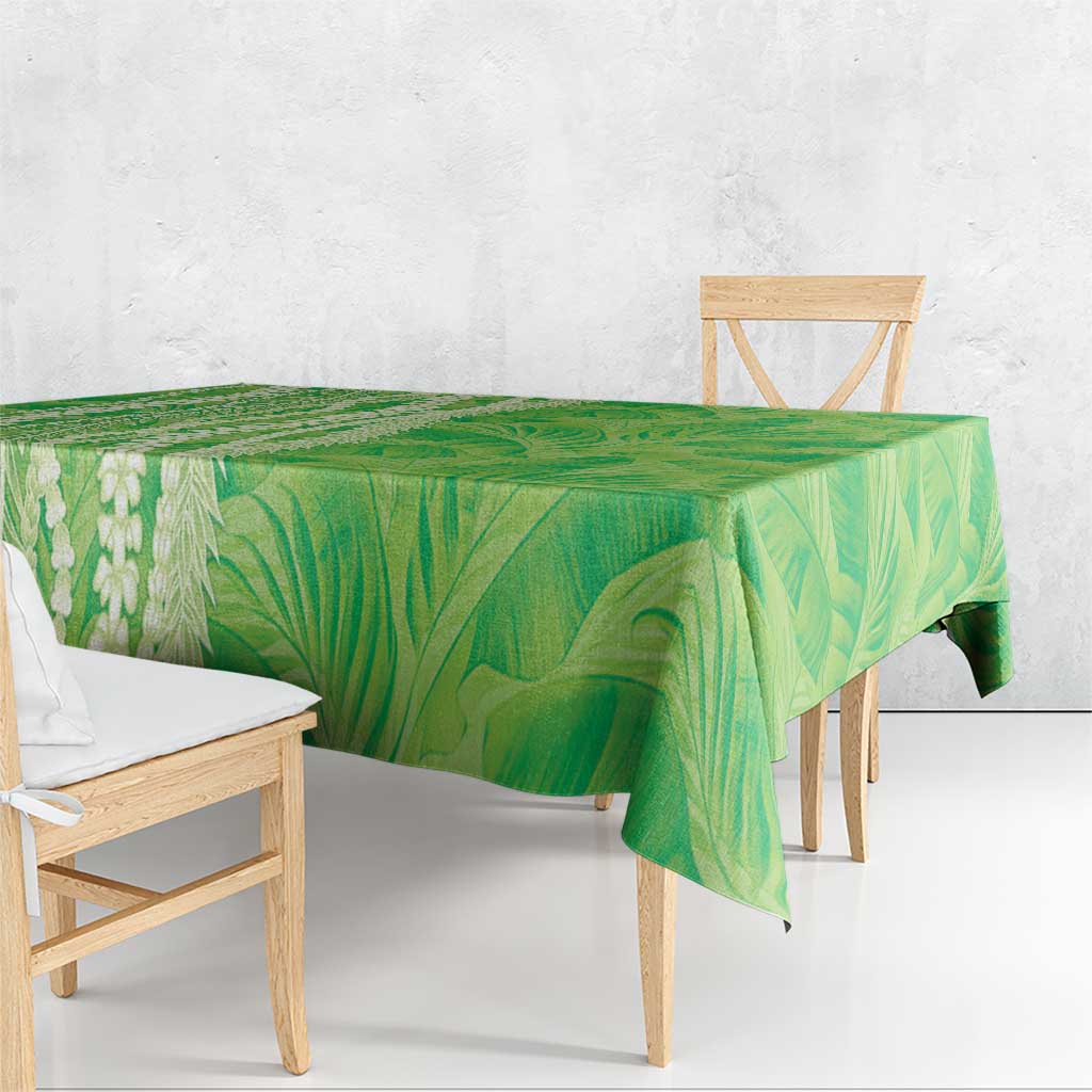 Hawaii Prince Kuhio Tablecloth Lime Green Hawaiian Lau Maia With Leis LT05 - Polynesian Pride
