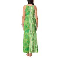 Hawaii Prince Kuhio Tank Maxi Dress Lime Green Hawaiian Lau Maia With Leis LT05 - Polynesian Pride