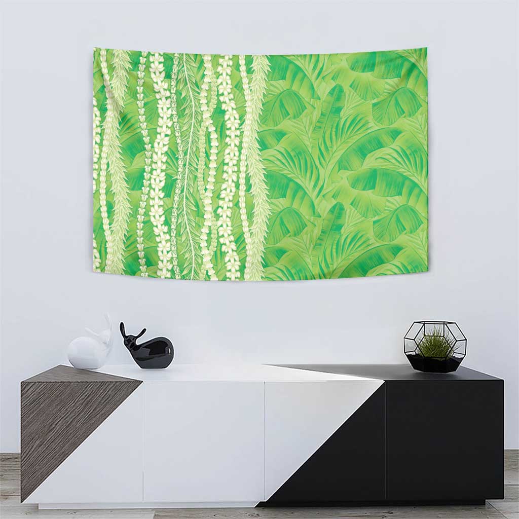 Hawaii Prince Kuhio Tapestry Lime Green Hawaiian Lau Maia With Leis LT05 - Polynesian Pride
