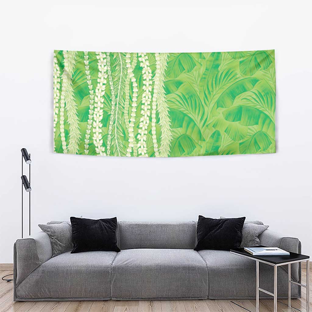 Hawaii Prince Kuhio Tapestry Lime Green Hawaiian Lau Maia With Leis LT05 - Polynesian Pride