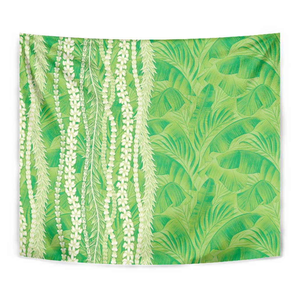 Hawaii Prince Kuhio Tapestry Lime Green Hawaiian Lau Maia With Leis LT05 - Polynesian Pride