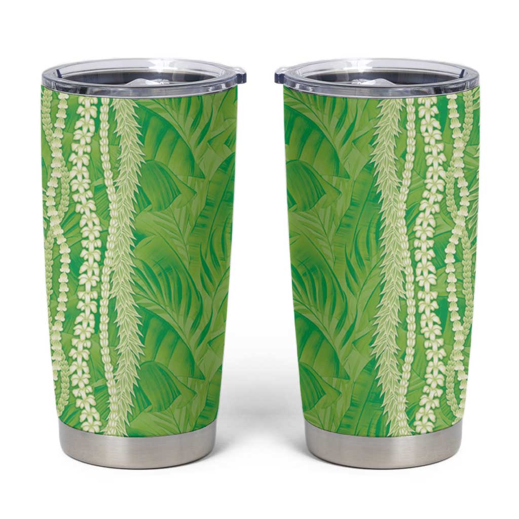 Hawaii Prince Kuhio Tumbler Cup Lime Green Hawaiian Lau Maia With Leis LT05 Green - Polynesian Pride