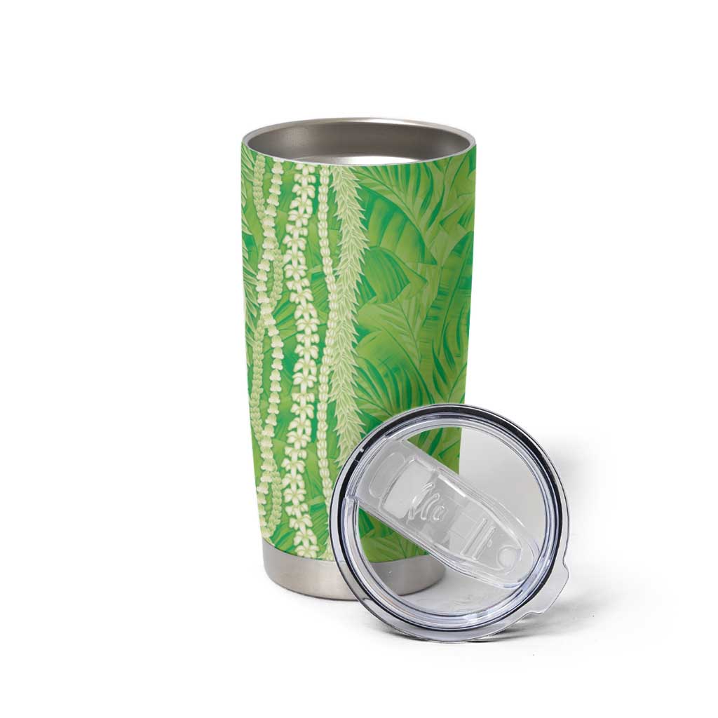 Hawaii Prince Kuhio Tumbler Cup Lime Green Hawaiian Lau Maia With Leis LT05 - Polynesian Pride
