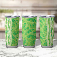 Hawaii Prince Kuhio Tumbler Cup Lime Green Hawaiian Lau Maia With Leis LT05 - Polynesian Pride