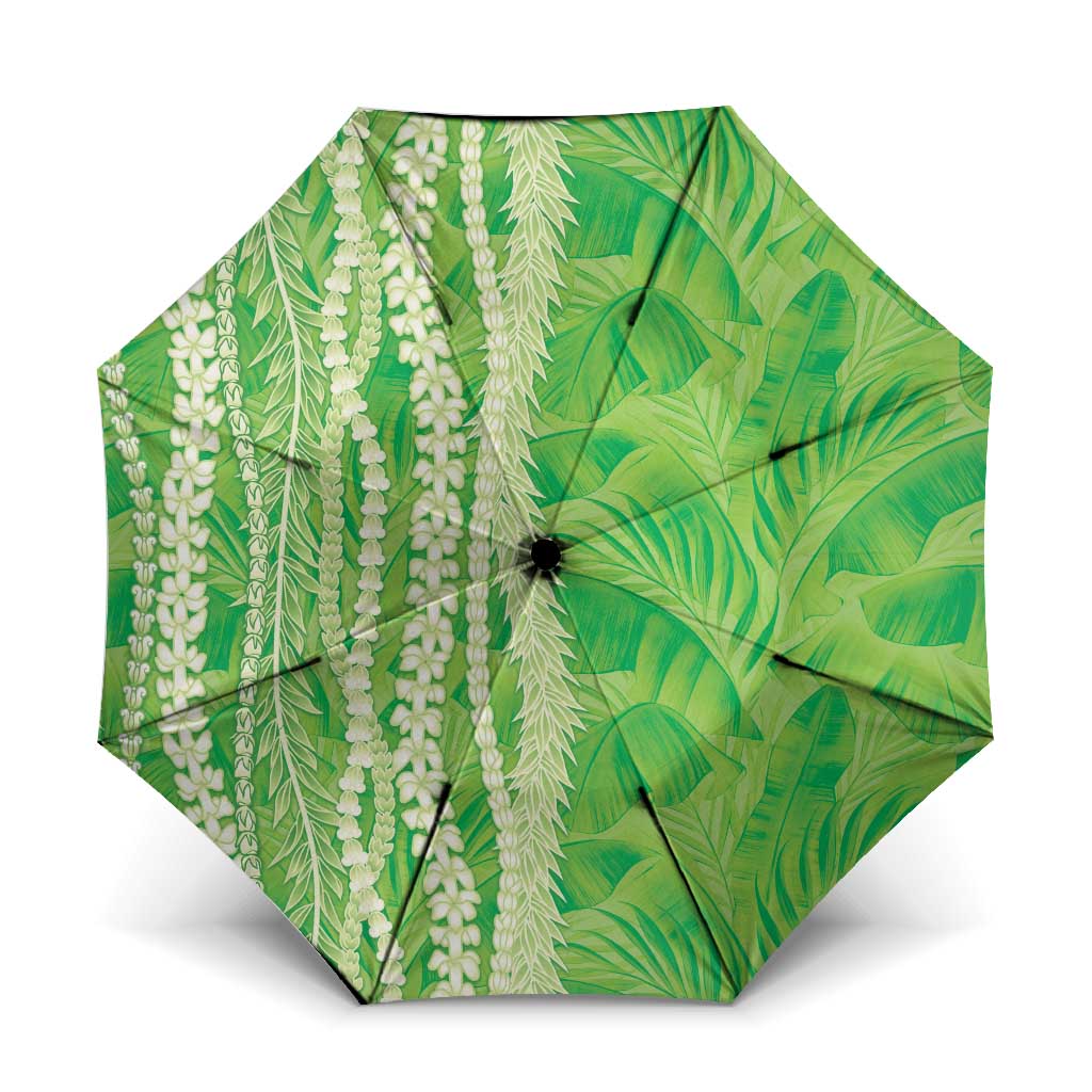 Hawaii Prince Kuhio Umbrella Lime Green Hawaiian Lau Maia With Leis