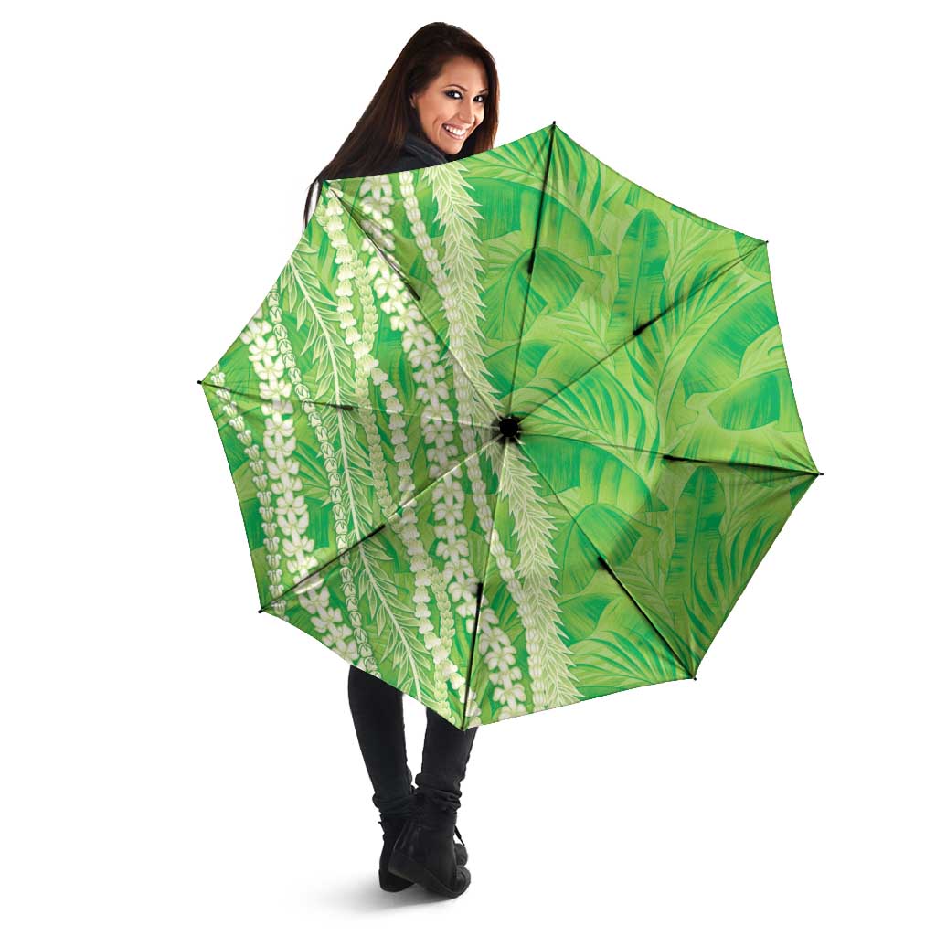 Hawaii Prince Kuhio Umbrella Lime Green Hawaiian Lau Maia With Leis