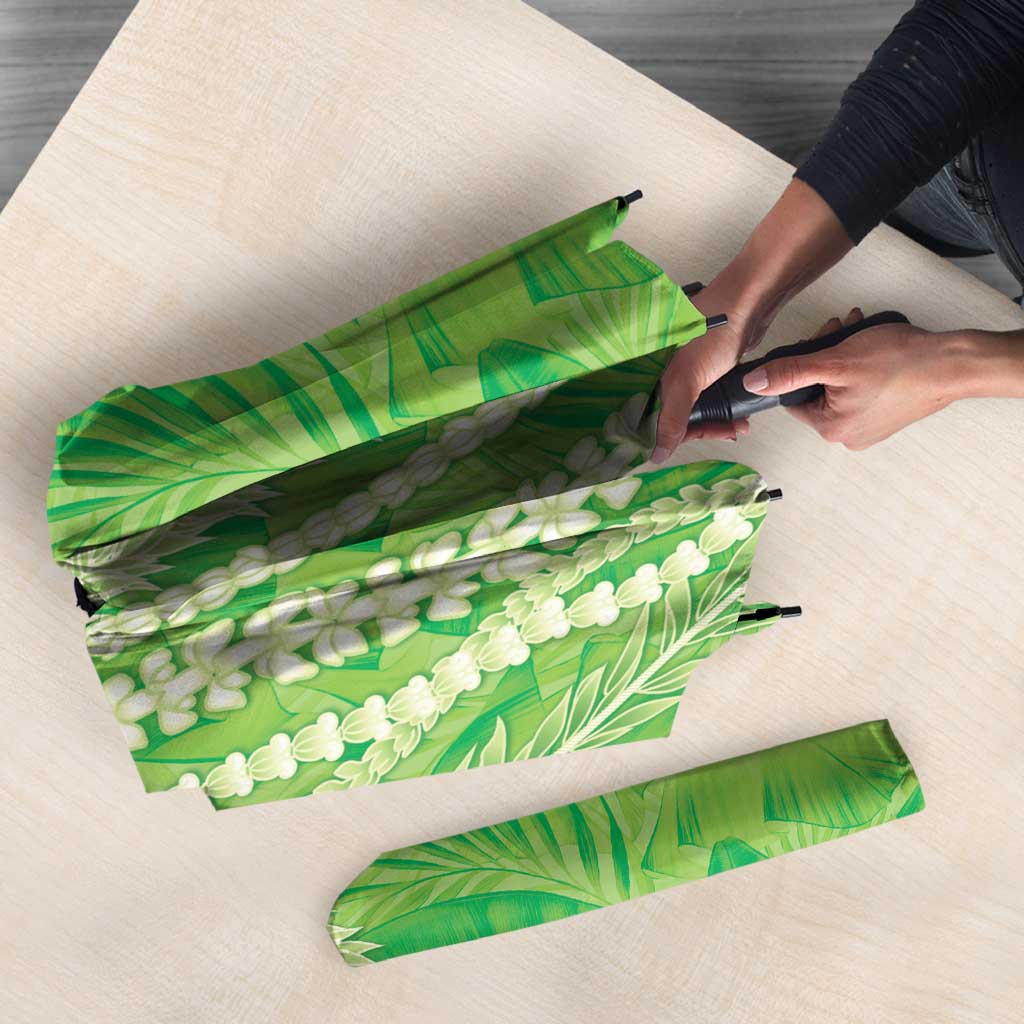 Hawaii Prince Kuhio Umbrella Lime Green Hawaiian Lau Maia With Leis