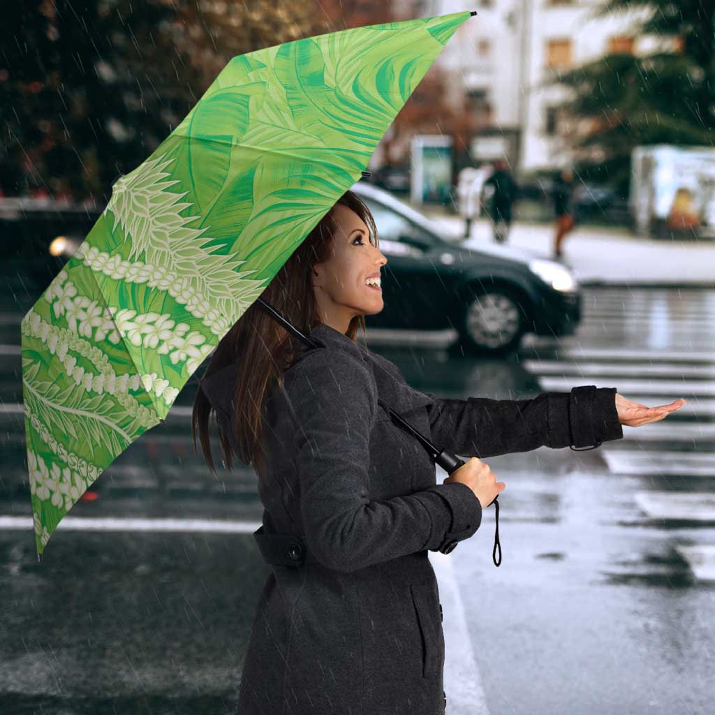 Hawaii Prince Kuhio Umbrella Lime Green Hawaiian Lau Maia With Leis