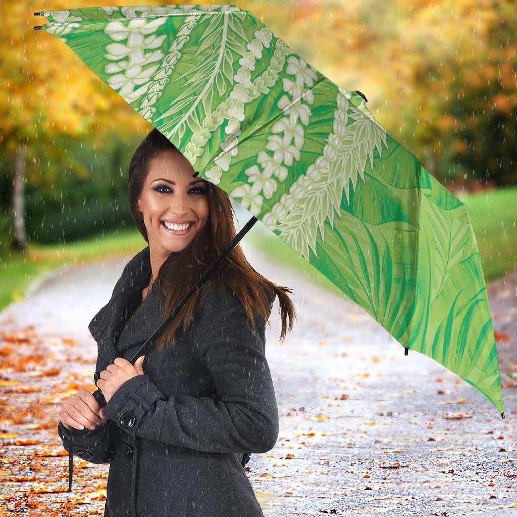 Hawaii Prince Kuhio Umbrella Lime Green Hawaiian Lau Maia With Leis