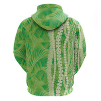 Hawaii Prince Kuhio Zip Hoodie Lime Green Hawaiian Lau Maia With Leis LT05 - Polynesian Pride