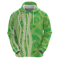 Hawaii Prince Kuhio Zip Hoodie Lime Green Hawaiian Lau Maia With Leis LT05 - Polynesian Pride