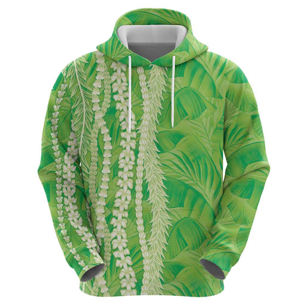 Hawaii Prince Kuhio Zip Hoodie Lime Green Hawaiian Lau Maia With Leis LT05 - Polynesian Pride