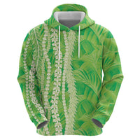 Hawaii Prince Kuhio Zip Hoodie Lime Green Hawaiian Lau Maia With Leis LT05 - Polynesian Pride