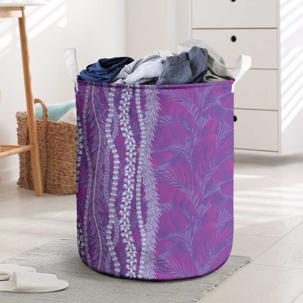 Hawaii Prince Kuhio Laundry Basket Violet Hawaiian Lau Maia With Leis LT05 Violet - Polynesian Pride
