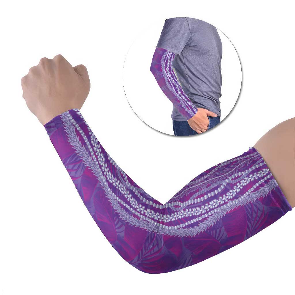 Hawaii Prince Kuhio Arm Sleeves Violet Hawaiian Lau Maia With Leis LT05 Set of 2 Violet - Polynesian Pride