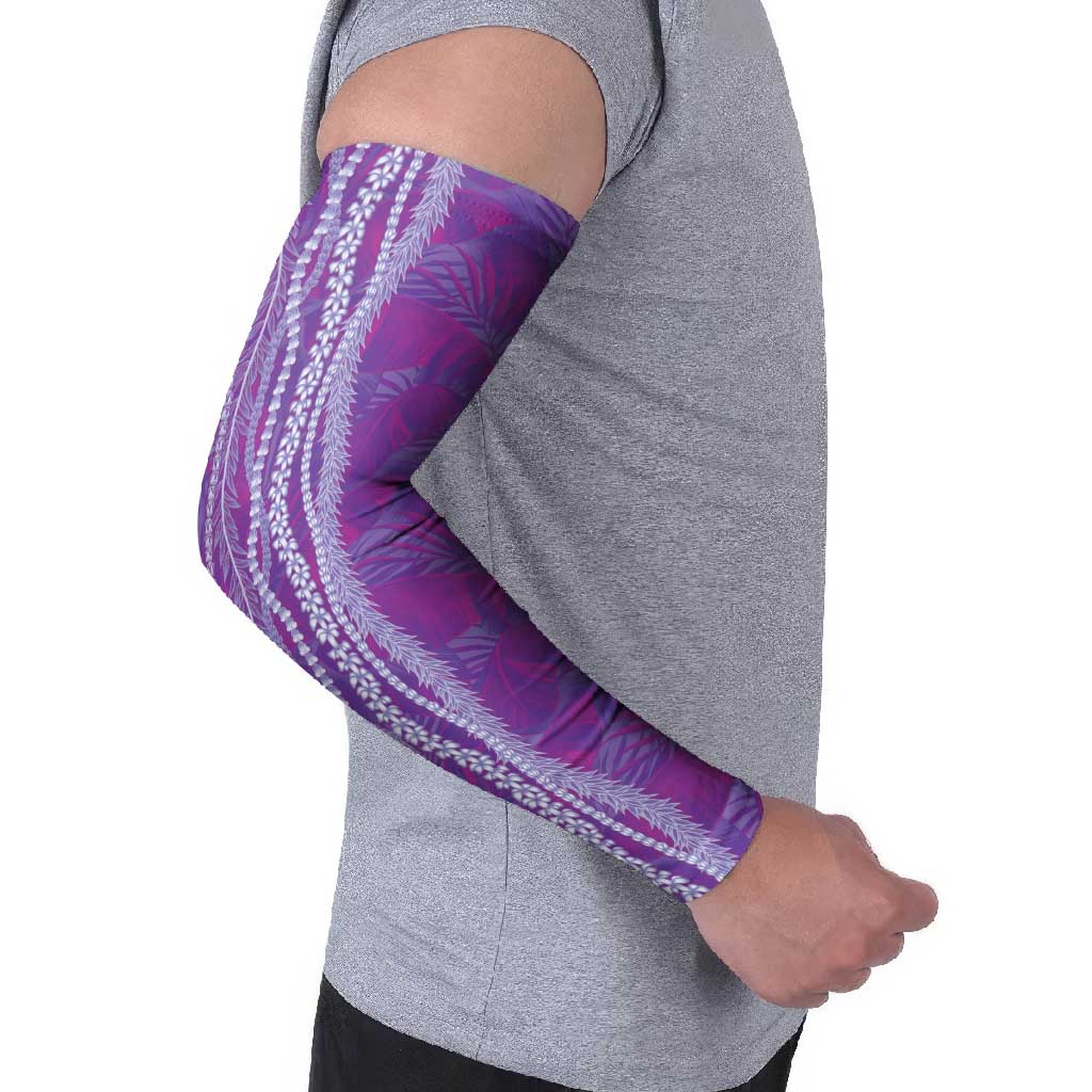 Hawaii Prince Kuhio Arm Sleeves Violet Hawaiian Lau Maia With Leis LT05 - Polynesian Pride