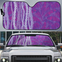 Hawaii Prince Kuhio Auto Sun Shade Violet Hawaiian Lau Maia With Leis